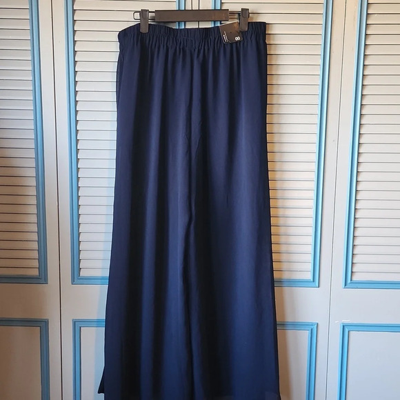 Torrid Navy Sheer Wide Leg Pants - Picture 9 of 14